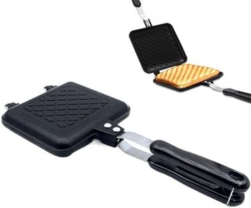 HningBuyox Sandwich Maker, Grilled Panini Maker Pan with Non-Stick Plates, Stovetop Toasted Sandwich Maker Press, Double Sided Aluminum Flip Cheese Maker Frying Pan for Home Kitchen Breakfast Camping