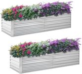 PrimeZone Raised Garden Beds Outdoor - 2 Packs 8x4x2 Ft Galvanized Metal Planter Boxes, Large Heavy Deep Root Gardening Planter Bed for Vegetables, Flowers, Herbs, 478 Gallon Capacity, Silver