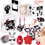 hahaland Baby Toys 0-6 Months, 30 PCS Baby Sensory Toys for Babies Black and White Sensory Toys High Contrast Newborn Toys 0 3 6 Months Early Learning Newborn Brain Development Toys Box Gifts