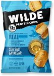 WILDE Chicken Chips Mini Bags - High Protein, Made With Real Chicken, 1.34oz Bags (Sea Salt & Vinegar, 8 Count)