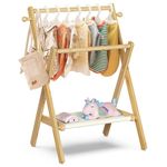 BAMBOOHOMIE Baby Clothing Rack for Baby Shower Pets Dolls, Baby Clothes Rack with Storage Shelf & Double Rods, Toddler Clothes Rack, Mini Closet Rack, Baby Shower Rack (Natural)