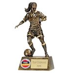 Trophies Plus Medals Pinnacle Resin 3D Female Football Trophy 15cm (6") FREE ENGRAVING