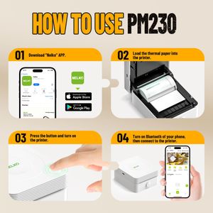 Nelko PM230 Mini Sticker Printer – Portable, White