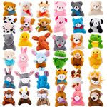 36 Pieces Mini Plush Animals Toys Bulk, Cute Small Stuffed Animal Toy Set, Keychain Decoration for Claw Machine, Birthday Party Favor, Goodie Bag Fillers, Christmas, Classroom Prize Box, School Reward