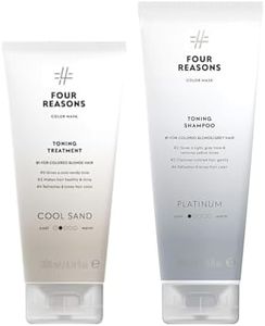 Four Reasons Toning Treatment in Cool Sand & Toning Shampoo in Platinum, Neutralizing Duo for Bright, Cool Blonde Tones, Vegan Hair Care Bundle