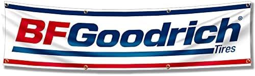 ENMOON BFGoodrich Tire Banner Flag 2x8ft Brass Grommets Car Show Garage Sign Wall Decor