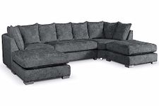 AMF'S U SHAPE PLATIUM FABRIC SOFA CORNER (grey), 0.9D x 3W x 0.9H metres, (USH564)