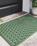 DEXI Door Mat, Non Slip Welcome Mat Traps Dirt Drainage Doormat, Low Profile Front Door Mats Indoor and Outdoor Floor Mats and Rugs for Entrance Door, Garage, Patio, 19"x29.5", Green