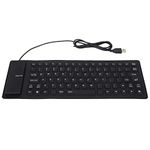 Silicone Keyboard, Computer Flexible Keyboard 85 Keys Fully Sealed Design Foldable Roll-up Silent Soft Keyboard USB Wired Silicone Keyboard for PC Notebook Black