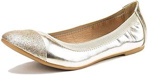 DREAM PAIRS Women's Ballet Flats Foldable Ballerina Dress Shoes Ladies Office Shoes,Size 9,Flex-Gold,Sole-Flex