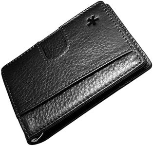 Swear Brands Full Grain Leather Wallet with RFID Blocking & Money Clip - Minimalist Bifold Wallet Holds 12 Cards - Easy Access Pull Tab - Ethically Sourced (Black)