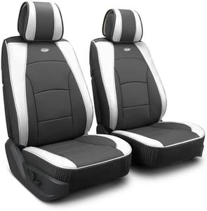 FH Group Car Seat Cover Cushion - 2 Pack Seat Covers for Cars Trucks SUV, Faux Leather Car Seat Cushions, Waterproof Car Seat Cover Cushion, Universal Fit Car Seat Protector Front Set White