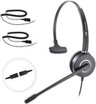 Telephone-Headset Microphone Noise-Cancelling Headphone QD - Quick Disconnect Call Center Headset with RJ09 Cables Compatible with Polycom,Yealink,Grandstream,Snom,Fanvil,Aastra,Mitel,Digium Phones