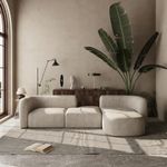 SHINE WOOD ART Modern Style Curved Sectional Living Room, Minimalist Comfy Velvet Fabric Modular Sofa for Apartment, Home Office, Beige