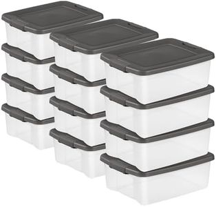Sterilite 12-Pack ShelfTote, Clear Plastic Storage Bins with Lids, 25 Quart, Gray - Stackable Organizing Container Boxes for Closet, Bathroom, and Office