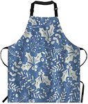 EKOBLA Holly Leaves and Berries Aprons Decorative Nature Plant Leaf Christmas Pattern Waterproof Resistant Chef Cooking Kitchen BBQ Adjustable Aprons for Women Men 27x31 Inch