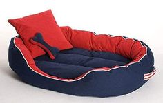 MUDDY PAWS Polyester Dog Bed & Cat Bed Red & Blue Color Anti-Skid Bottom & Machine Washable(Reversible)-L, ?Large, Large