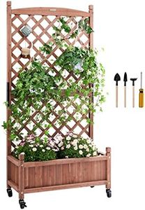 VEVOR Wood Planter with Trellis,30" x 13" x 61.4" Outdoor Raised Garden Bed with Drainage Holes, Free-Standing Trellis Planter Box for Vine Climbing Plants Flowers in Garden, Patio, Balcony