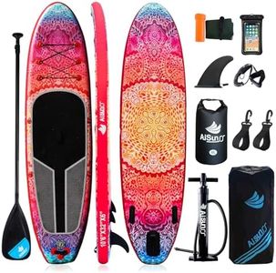 AISUNSS Inflatable Stand Up Paddle Boards with Premium SUP Paddle Board Accessories, 10L Waterproof Dry Bag Wide Stable Design, Non-Slip Comfort Deck for Youth & Adults