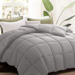 All Season Comforter Queen Size Soft Quilted Down Alternative Breathable Duvet Insert with Corner Tabs - Luxury Hotel Collection-Reversible- Washable(88 by 88 inches,Light Gray)