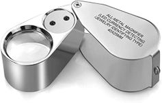 Jewelers Loop Magnifier Glass, 40X Metal Illuminated Magnifier with Light and Pocket Folding, for Gems, Jewellery, Coins, Map, Stamps, Currency Detect, Elders Gift