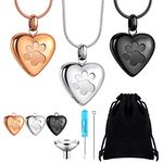 3 Pcs Pet Ashes Necklace Pet Urns for Dogs Ashes Cremation Jewelry for Ashes Paw Print Heart Pendant Memorial Necklace with Filling Kit Keepsake Jewelry for Dog Cats Pet Ashes Keepsake