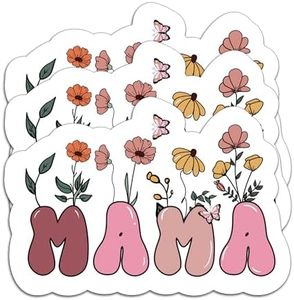 (3Pcs) Mama Floral Sticker Decoration for Books Laptops Phones Tumbles Cups Water Bottles Waterproof Vinyl Stickers Decals Gifts for Mom Mama Grandma Nana for Birthday Mother's Day Size 3X 2.1 Inch