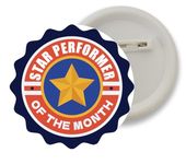 D2C Badges of Star performer of the Month Round Shape Badge For Students Colleges classes Office Small Business entrepreneur batches for Bags, Backpack, Size-58mm Multicolor D5 Pack of 25