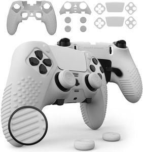 Eclipse Color Mod Grip Set for Playstation 5 Edge Controller, Matching Anti-Slip/Sweat Silicone Grip Skin Cover Shell, Matte Faceplate, Vinyl Stickers & 4 Pack PS5 Thumbstick Caps (Glacial PS5 White)