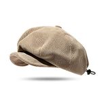 Croogo Flat Caps Snap Front Newsboy Ivy Cap Cabbie Driving Hat Octagonal Golf Beret Hat Scally Hats Baker Boy Hat,Khaki-BL45