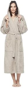 Arus Women's Hooded Classic Bathrobe Turkish Cotton Robe, Latte, Large-X-Large