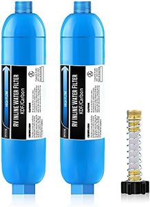 RV Inline Marine Water Filter, Reduces Chlorine, Bad Taste, Odor for RVs,NSF Certified with Flexible Hose Protector,Pack of 2