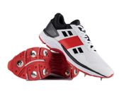 Gray-Nicolls Velocity 4.0 Spike Cricket Shoes (US Footwear Size System, Adult, Men, Numeric, Wide, 12) White, Red, Black