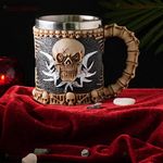 TIED RIBBONS Stainless Steel Human 3D Skull Milk Coffee Beer Mug Beverage Drinking Cup (Multi) - Fathers Day Gift for Dad