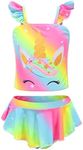 Akokvlar Two Pieces Unicorn Swimsuit Mermaid Bikinis Tankini Bathing Suit for Little Girls, Rainbow Unicorn