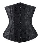 Charmian Women's Double Heavy Spiral Steel Boned Underbust Waist Cincher Corset Black Small