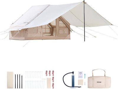 VEVOR 8-12 Person Inflatable Camping Tent – 4 Season Glamping, Skylights, Stove Jack