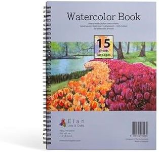 Elan Blocco Acquerello A4, 15 Fogli 300gsm 100% Cotone Carta per Acquarello Italiana, Album Acquerello, Watercolour Book A4, Blocco Carta Acquarello Cotone, Quaderno per Acquerelli, Album da Disegno