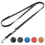 Vitazoo Dog Lead for Training - 3 m - Nylon Graphite Double Leash for Small Medium & Large Dogs - Adjustable Leads up to 4 Different Lengths - Reflective Black