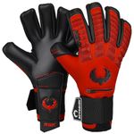 Renegade GK Eclipse Diablo Professional Goalie Gloves with Pro Fingersaves | 4mm EXT Contact Grip | Red & Black Football Goalkeeper Gloves (Size 7, Youth, Junior, Neg. Cut, Level 5)