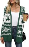 LILBETTER Womens Casual Lightweight Long Sleeve Open Front Christmas Cardigan Sweaters with Pockets(F Christmas Green,Medium)