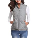 NSICBMNO Body Warmer For Women With Zip Pockets Sale Clearance Ladies Quilted Gilet Stand Collar Waistcoat Zip Up Vest Lightweigt Down Jacket Padded Gilet Slim Fit Vest Winter Waistcoat Outwear