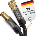 SAT cable/aerial cable with break-proof metal plugs – 1m (TV cable/satellite cable, adapter from F-connector to antenna plug, suitable for TV, radio, DVB-T2/DVB-C/DVB-S/DVB-S2) by CableDirect