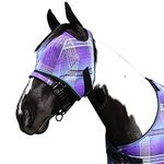 Kensington Fly Mask Web Trim — Protects Horses Face and Eyes from Biting Insects and UV Rays While Allowing Full Visibility — Ears and Forelock Able to Come Through The Mask