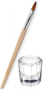 Bolt Bee Professional Wooden Acrylic Nail Brush and Dipensish Glass, Nail Art Kit for Acrylic Extension Brushes for Powder Application, Nail Sculpting, UV Gel & Salon Manicure Tools