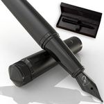 Ellington Pens Luxury Fountain Pen Set- Fountain Pens for Writing - Smooth Medium Nib - Includes Refillable Ink Converter, 3 Ink Cartridges [Black & Blue], Gift Box - Elegant Calligraphy