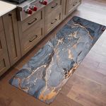 Kuber Industries Kitchen Mats for floor | Floor Carpet | Carpet for Home | Runner for Kitchen | Kitchen Floor Runner | Anti-Skid | Carpet Rug for Entrance | Golden Marble Print | Grey