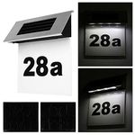 Laiashley Solar House Number Plaque Light LED Address Sign Door Number Plate 0-9 and A-G Letter Tags Wireless Plaque Lamp for Outdoor Gate Fence Wall Yard Street Park