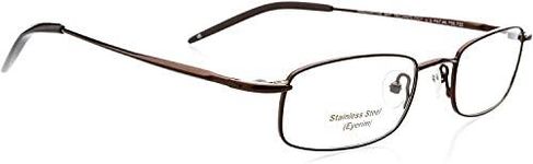 Hit Notion Optical Eyewear - Rectangle Shape, Metal Full Rim Frame - for Women or Men Prescription Eyeglasses RX, Espresso