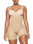 YIANNA Shapewear for Women Tummy Control Bodysuit Seamless Sculpting Body Shaper Open Bust Butt Lifter Shaping Shorts Beige 5258 L/XL